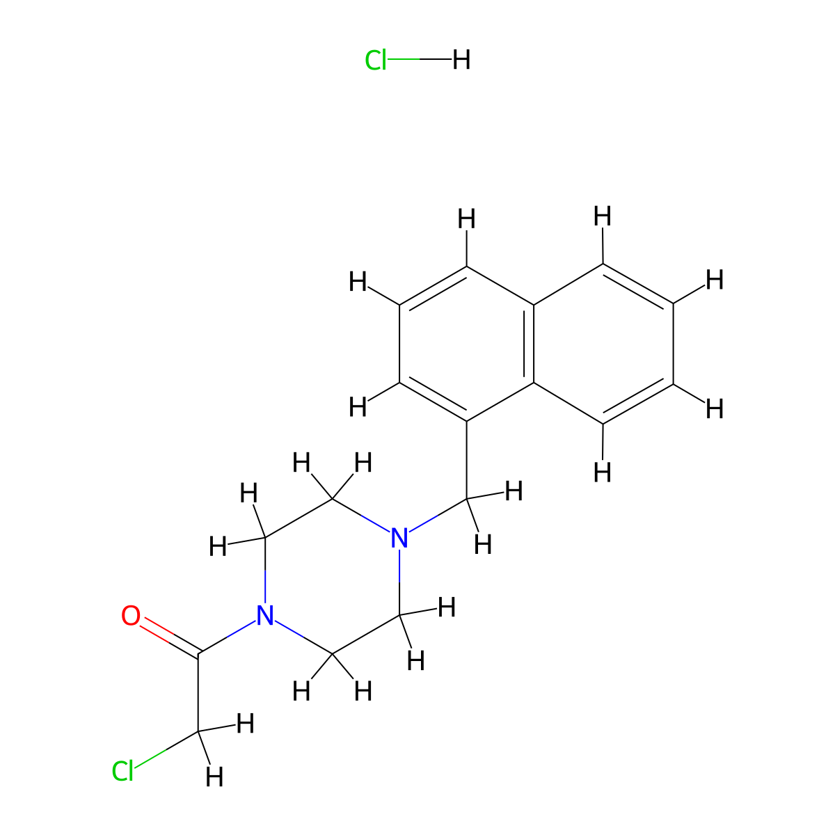 2-Chloro-1-[4-(naphthalen-1-ylmethyl)piperazin-1-yl]ethanone;hydrochloride molecular structure, CAS 76087-79-1