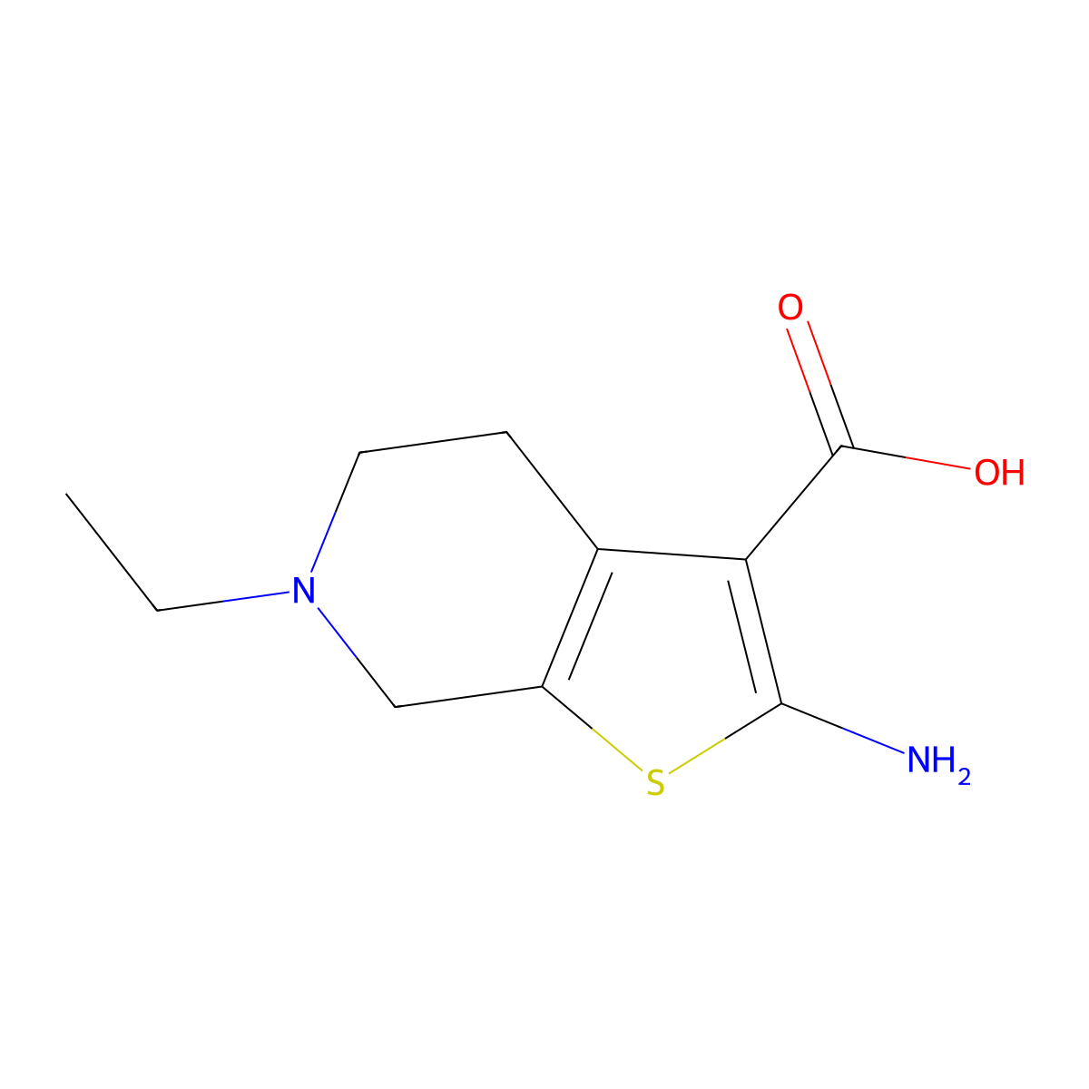 2-Amino-6-ethyl-4,5,6,7-tetrahydrothieno[2,3-c]pyridine-3-carboxylic acid molecular structure, CAS 760902-05-4