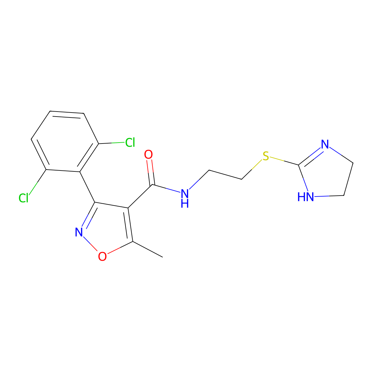 3-(2,6-Dichlorophenyl)-N-[2-[(4,5-dihydro-1H-imidazol-2-yl)thio]ethyl]-5-methyl-4-isoxazolecarboxamide molecular structure, CAS 760929-80-4