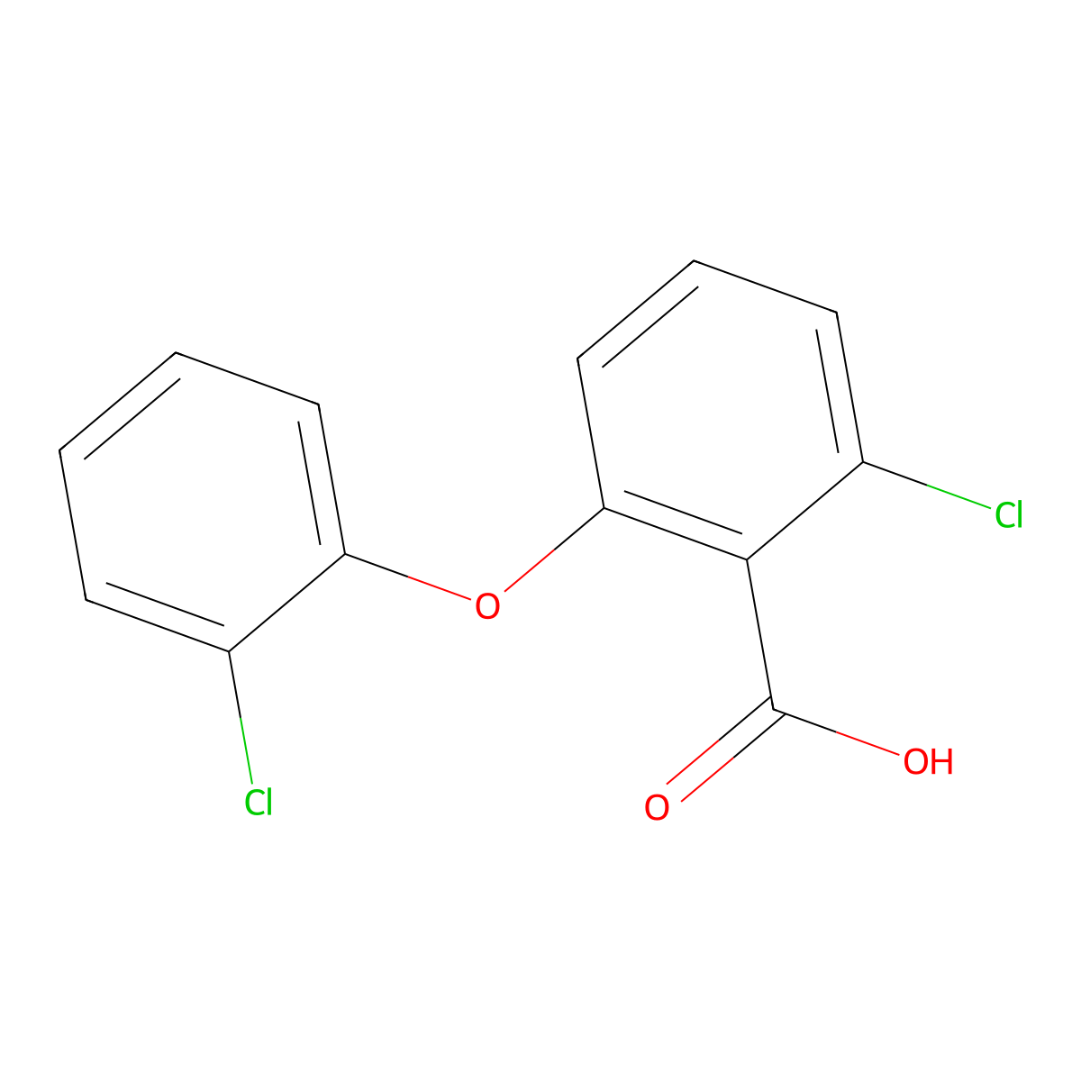 2-Chloro-6-(2-chlorophenoxy)benzoic acid molecular structure, CAS 76093-25-9
