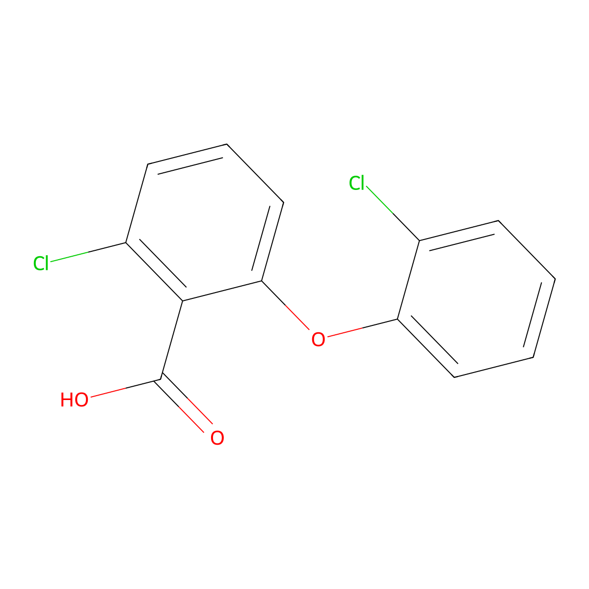 2-Chloro-6-(2-chlorophenoxy)benzoic acid molecular structure, CAS 76093-25-9