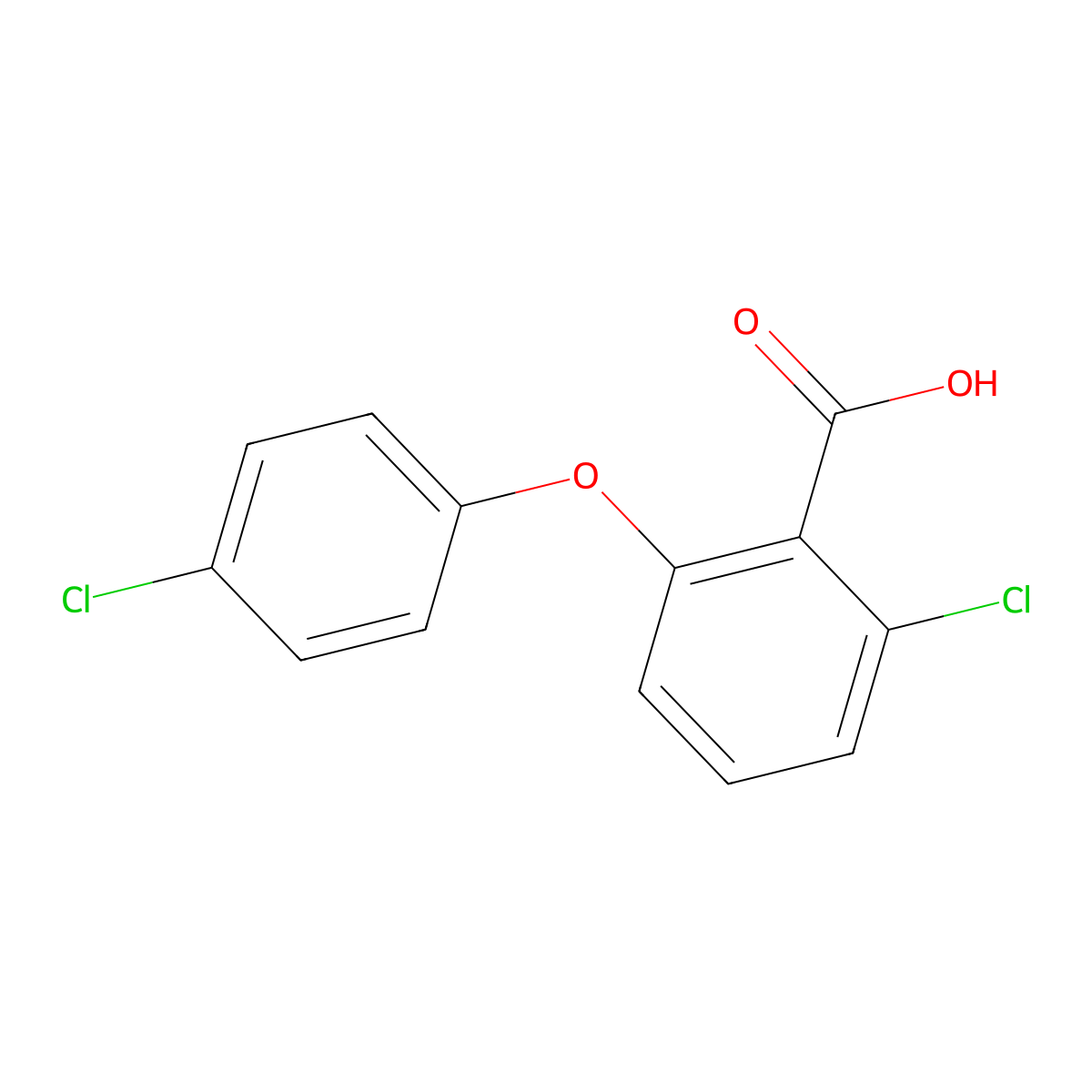 2-Chloro-6-(4-chlorophenoxy)benzoic acid molecular structure, CAS 76093-29-3