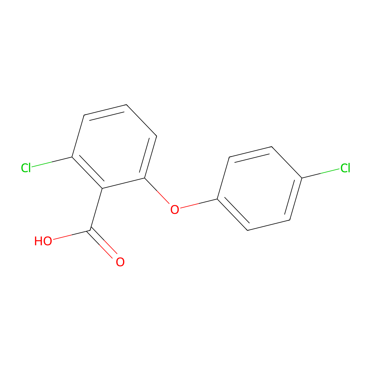 2-Chloro-6-(4-chlorophenoxy)benzoic acid molecular structure, CAS 76093-29-3