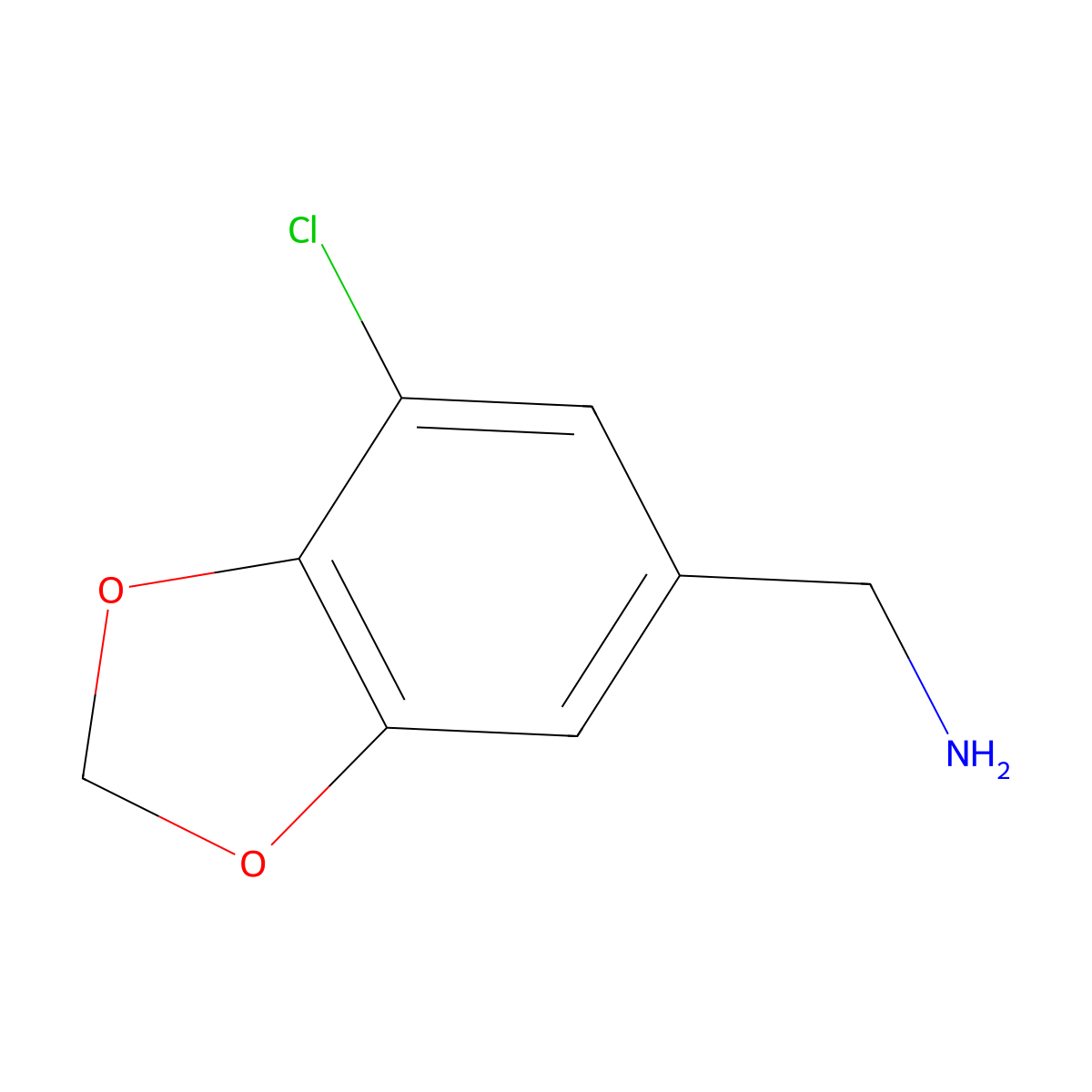 7-Chloro-1,3-benzodioxole-5-methanamine molecular structure, CAS 760936-21-8
