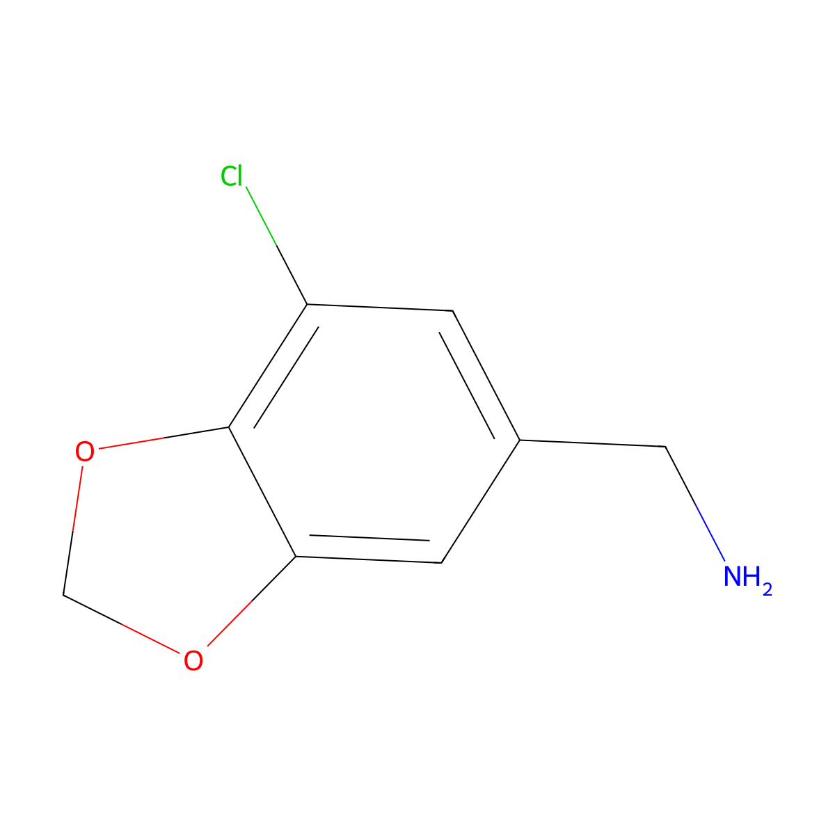 7-Chloro-1,3-benzodioxole-5-methanamine molecular structure, CAS 760936-21-8
