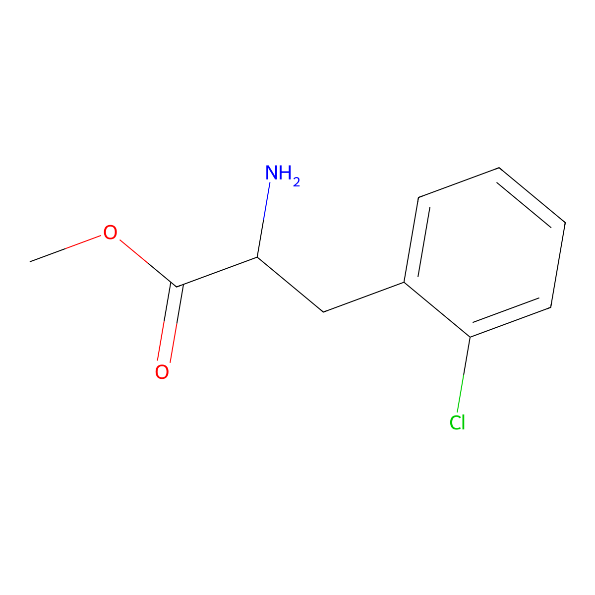 Methyl (2S)-2-amino-3-(2-chlorophenyl)propanoate molecular structure, CAS 760939-41-1
