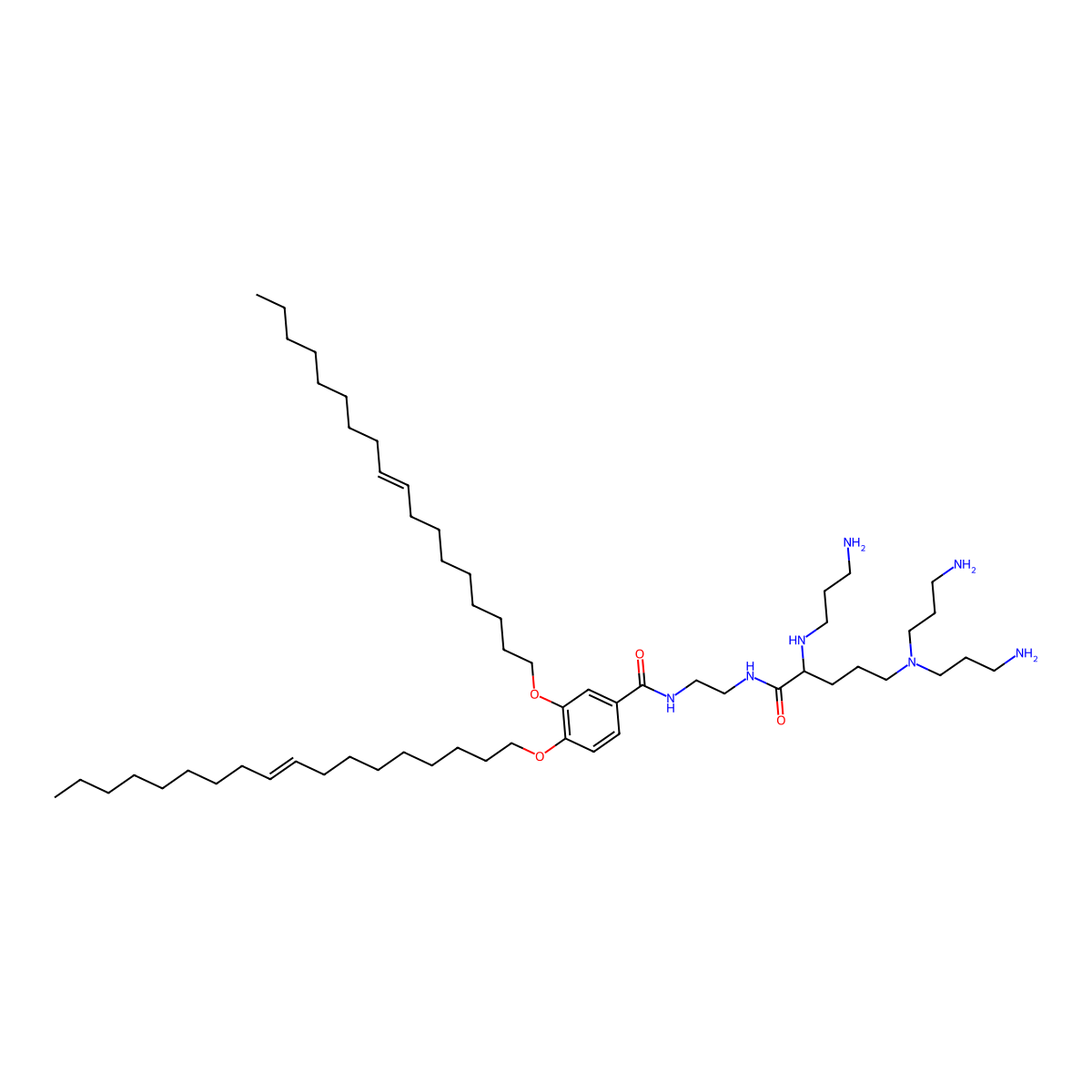 N-(2-((S)-2-((3-Aminopropyl)amino)-5-(bis(3-aminopropyl)amino)pentanamido)ethyl)-3,4-bis(((Z)-octadec-9-en-1-yl)oxy)benzamide molecular structure, CAS 760939-62-6