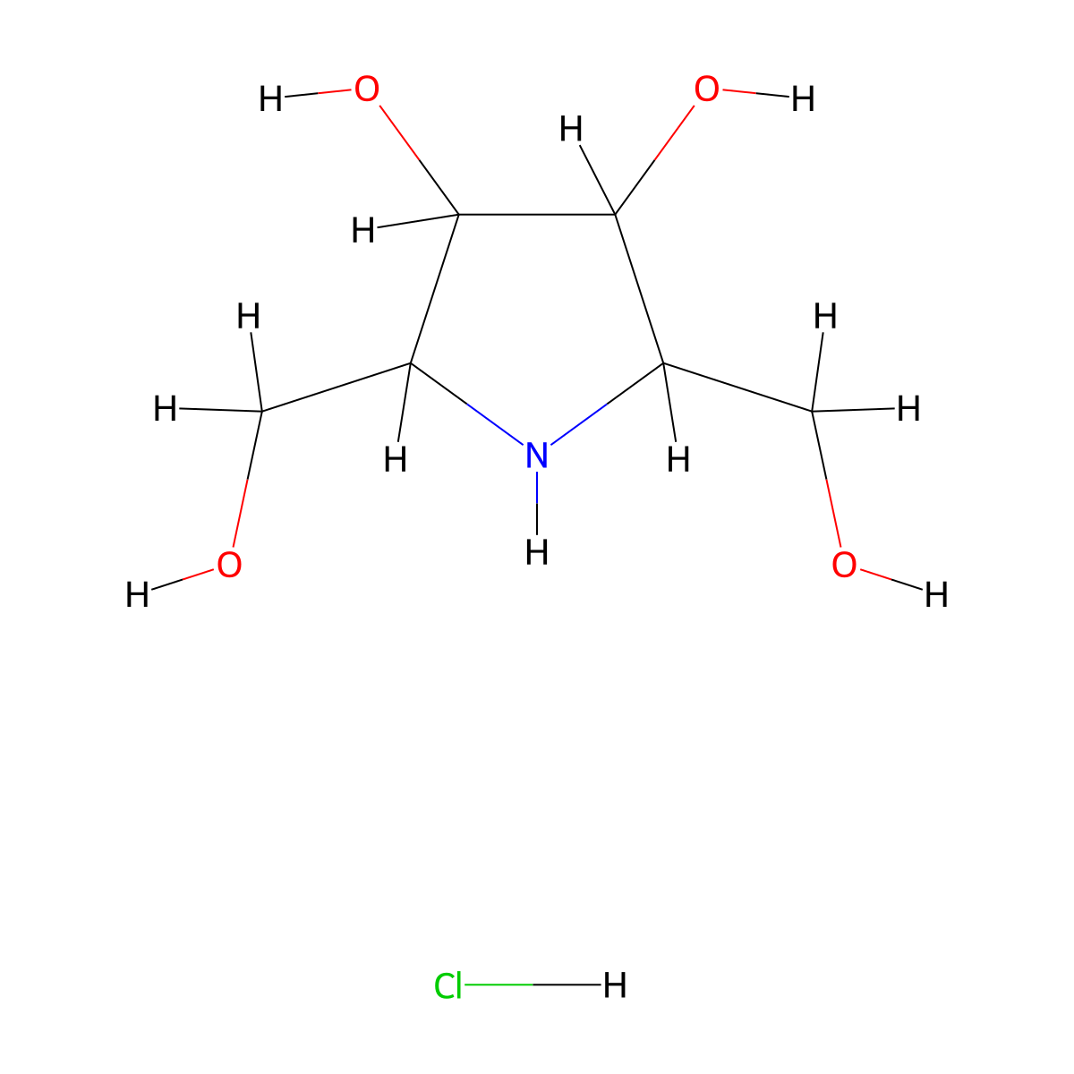 2,5-Bis(hydroxymethyl)pyrrolidine-3,4-diol hydrochloride molecular structure, CAS 760948-05-8