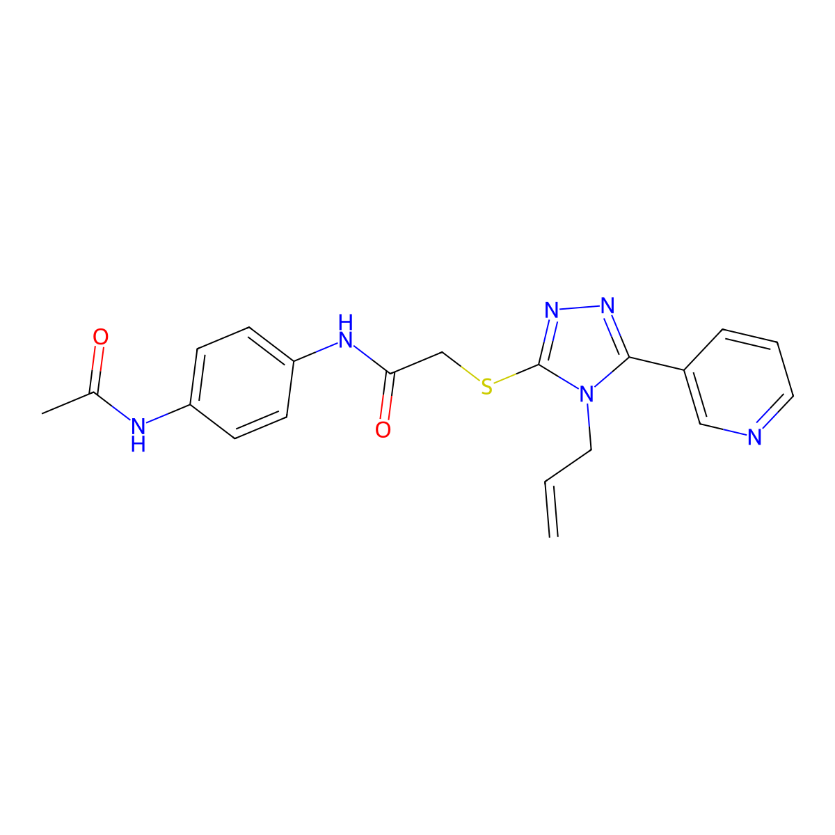 N-[4-(acetylamino)phenyl]-2-{[4-allyl-5-(3-pyridinyl)-4H-1,2,4-triazol-3-yl]sulfanyl}acetamide molecular structure, CAS 760960-75-6