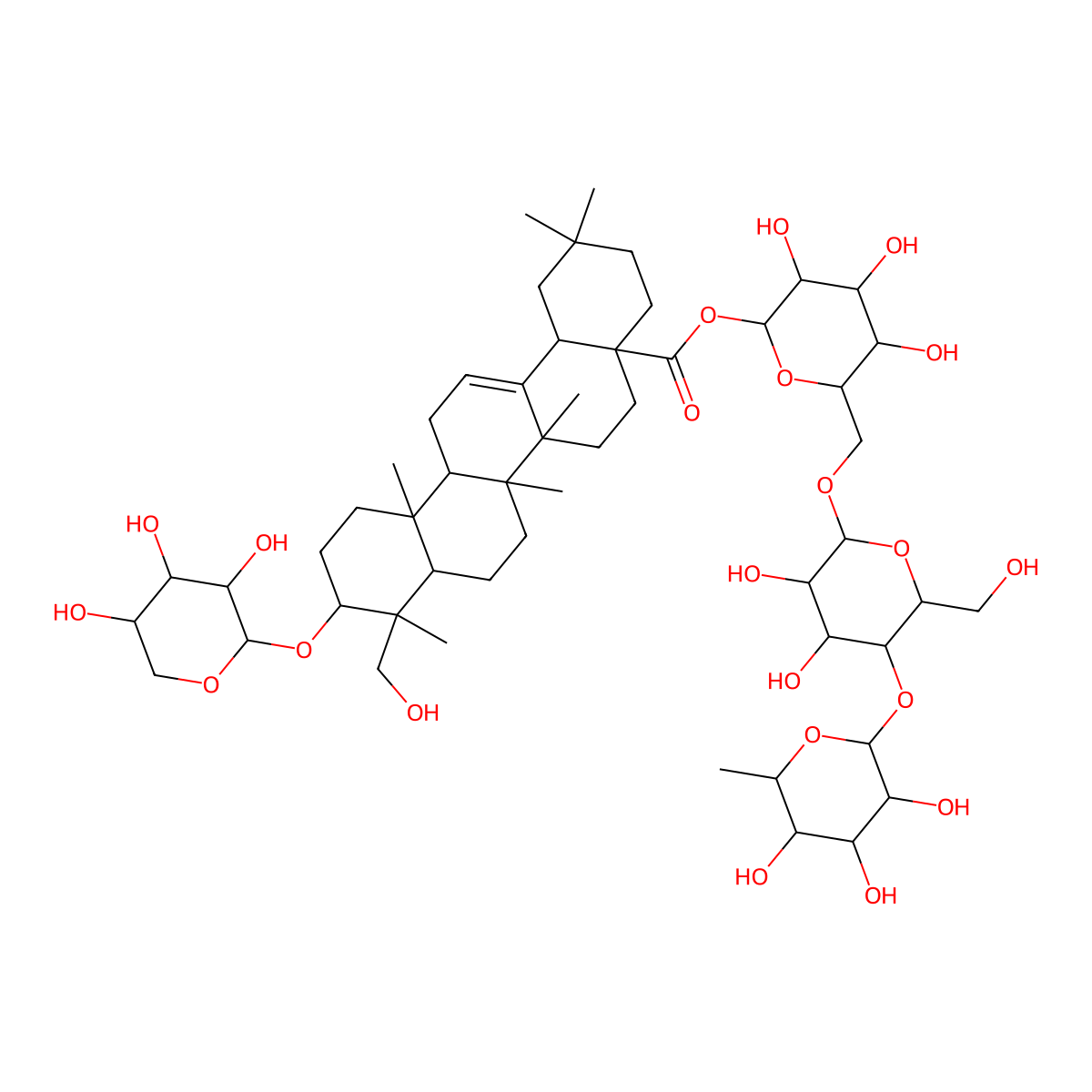 [6-[[3,4-Dihydroxy-6-(hydroxymethyl)-5-(3,4,5-trihydroxy-6-methyloxan-2-yl)oxyoxan-2-yl]oxymethyl]-3,4,5-trihydroxyoxan-2-yl] 9-(hydroxymethyl)-2,2,6a,6b,9,12a-hexamethyl-10-(3,4,5-trihydroxyoxan-2-yl)oxy-1,3,4,5,6,6a,7,8,8a,10,11,12,13,14b-tetradecahydropicene-4a-carboxylate molecular structure, CAS 760961-03-3