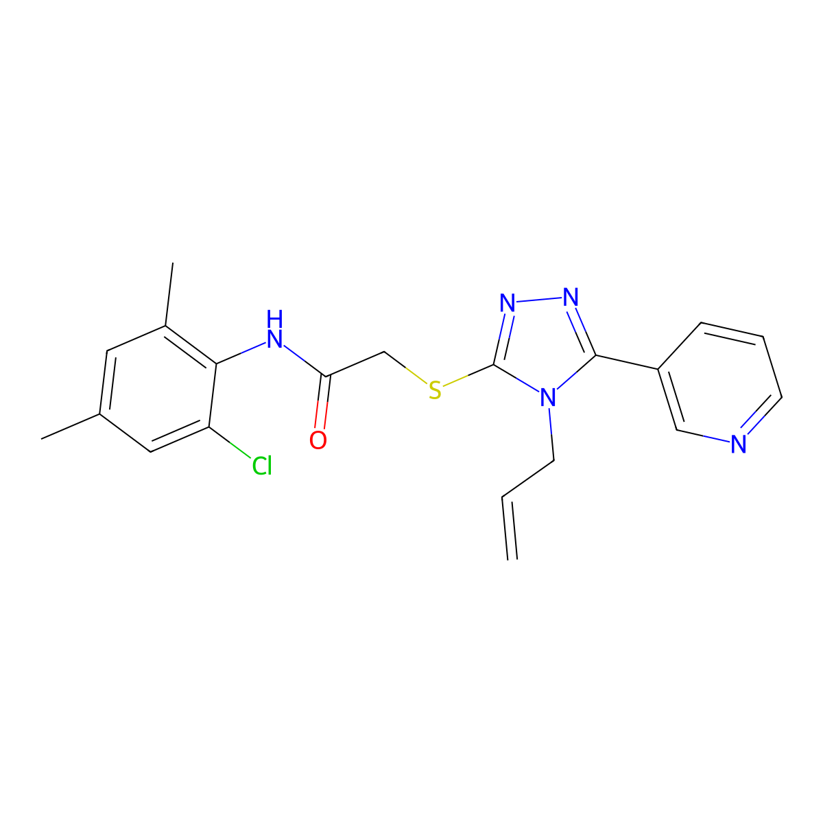 N-(2-chloro-4,6-dimethylphenyl)-2-{[4-(prop-2-en-1-yl)-5-(pyridin-3-yl)-4H-1,2,4-triazol-3-yl]sulfanyl}acetamide molecular structure, CAS 760961-17-9