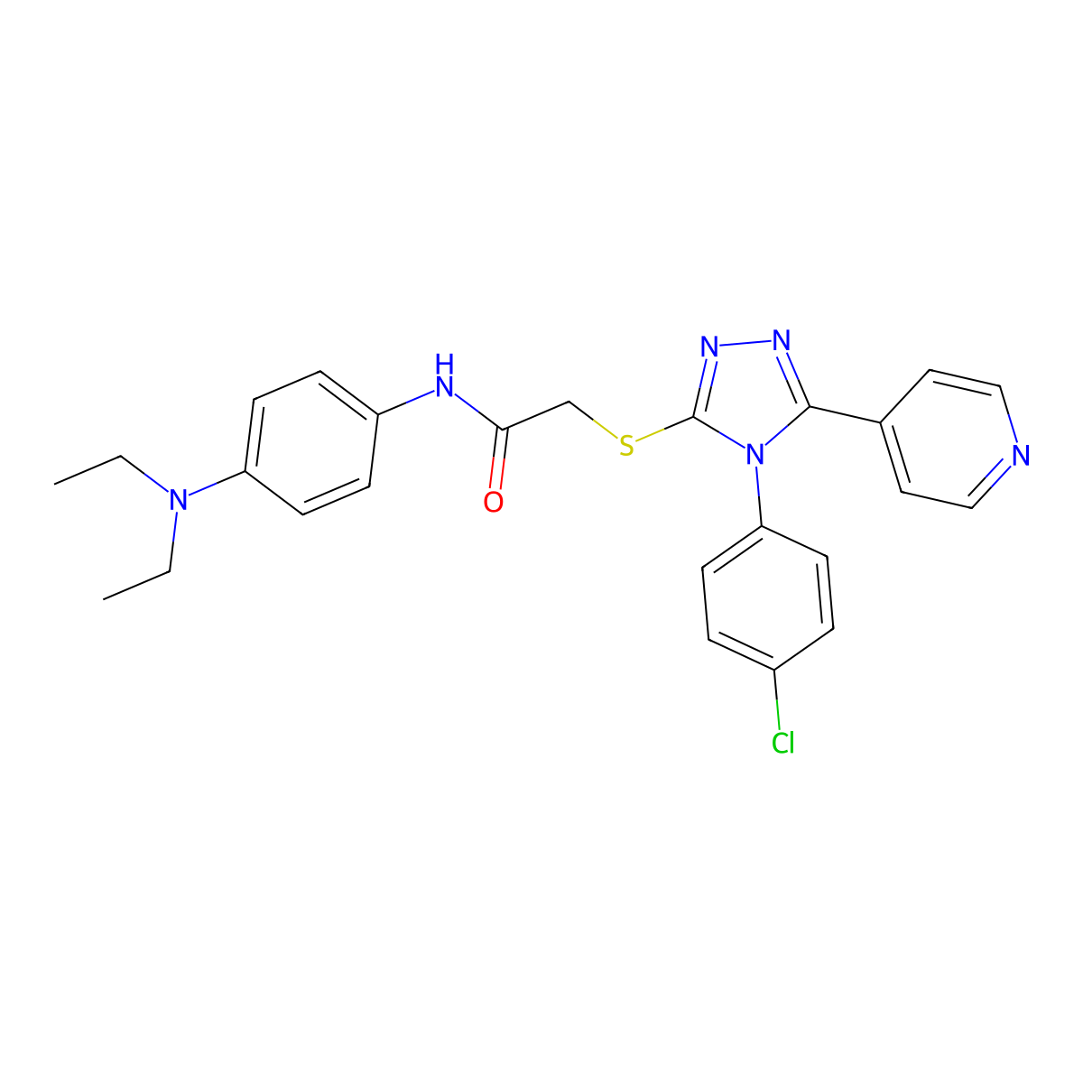 2-{[4-(4-chlorophenyl)-5-(pyridin-4-yl)-4H-1,2,4-triazol-3-yl]sulfanyl}-N-[4-(diethylamino)phenyl]acetamide molecular structure, CAS 760961-25-9