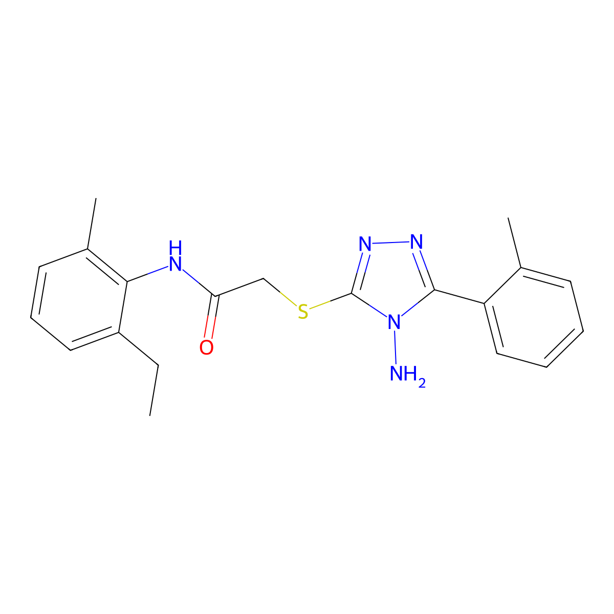 2-[4-amino-5-(2-methylphenyl)(1,2,4-triazol-3-ylthio)]-N-(6-ethyl-2-methylphen yl)acetamide molecular structure, CAS 760962-29-6