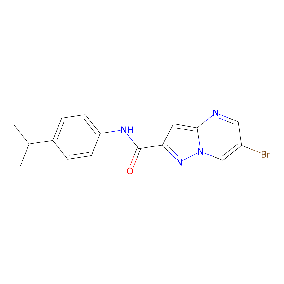 6-bromo-N-(4-propan-2-ylphenyl)pyrazolo[1,5-a]pyrimidine-2-carboxamide molecular structure, CAS 760962-31-0