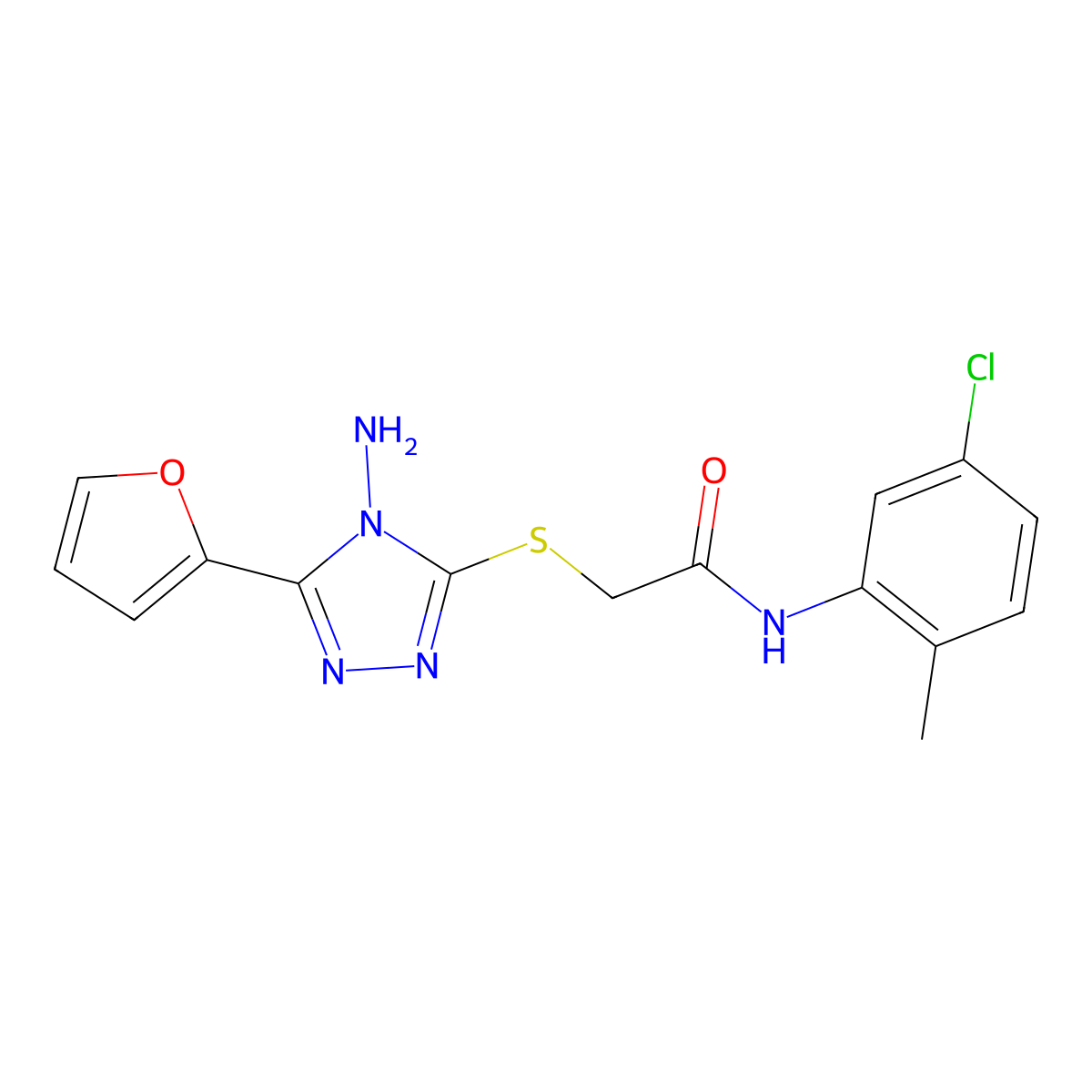 2-((4-amino-5-(furan-2-yl)-4H-1,2,4-triazol-3-yl)thio)-N-(5-chloro-2-methylphenyl)acetamide molecular structure, CAS 760962-37-6