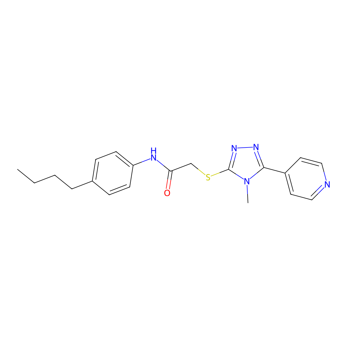 N-(4-butylphenyl)-2-{[4-methyl-5-(pyridin-4-yl)-4H-1,2,4-triazol-3-yl]sulfanyl}acetamide molecular structure, CAS 760962-80-9