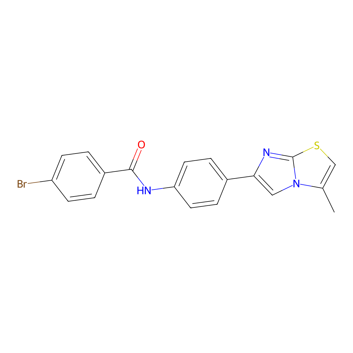4-bromo-N-(4-(3-methylimidazo[2,1-b]thiazol-6-yl)phenyl)benzamide molecular structure, CAS 760963-74-4