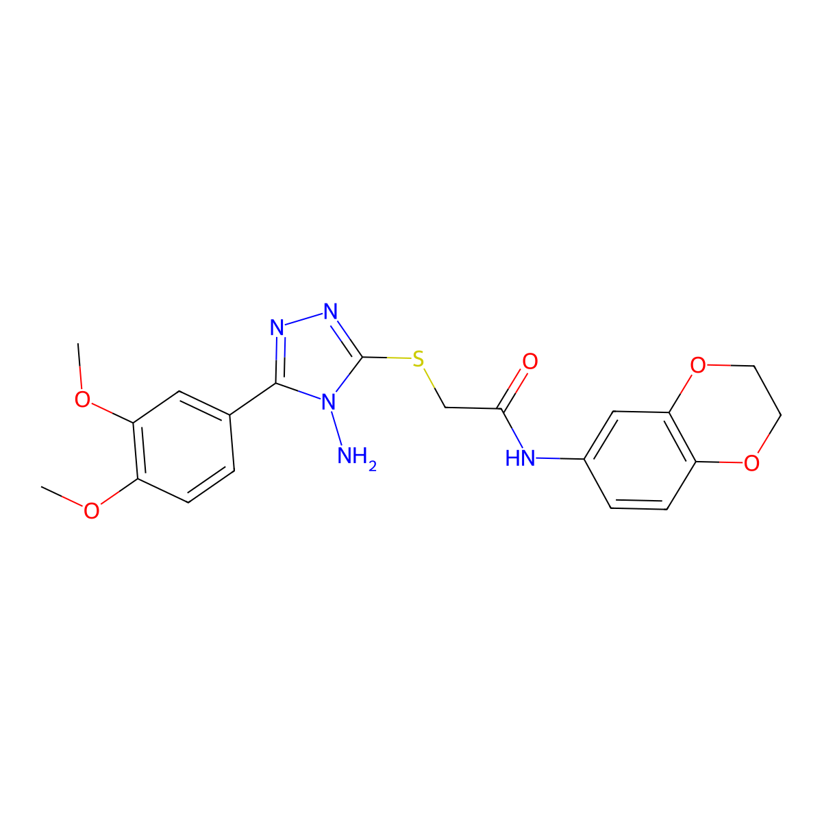 2-[4-Amino-5-(3,4-dimethoxy-phenyl)-4H-[1,2,4]triazol-3-ylsulfanyl]-N-(2,3-dihydro-benzo[1,4]dioxin-6-yl)-acetamide molecular structure, CAS 760964-08-7