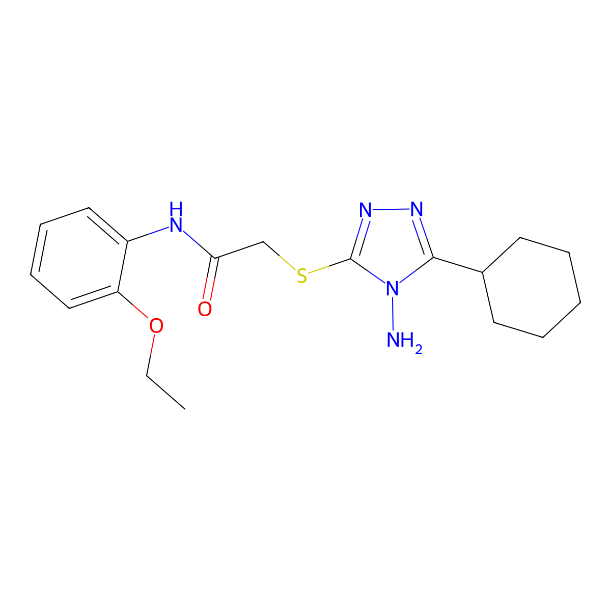 2-((4-amino-5-cyclohexyl-4H-1,2,4-triazol-3-yl)thio)-N-(2-ethoxyphenyl)acetamide molecular structure, CAS 760964-34-9