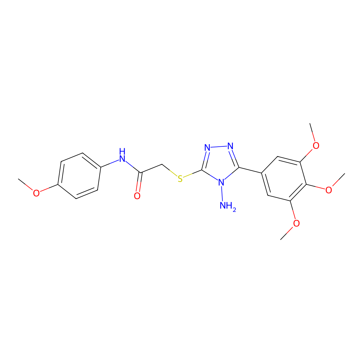 2-{[4-amino-5-(3,4,5-trimethoxyphenyl)-4H-1,2,4-triazol-3-yl]sulfanyl}-N-(4-methoxyphenyl)acetamide molecular structure, CAS 760964-86-1