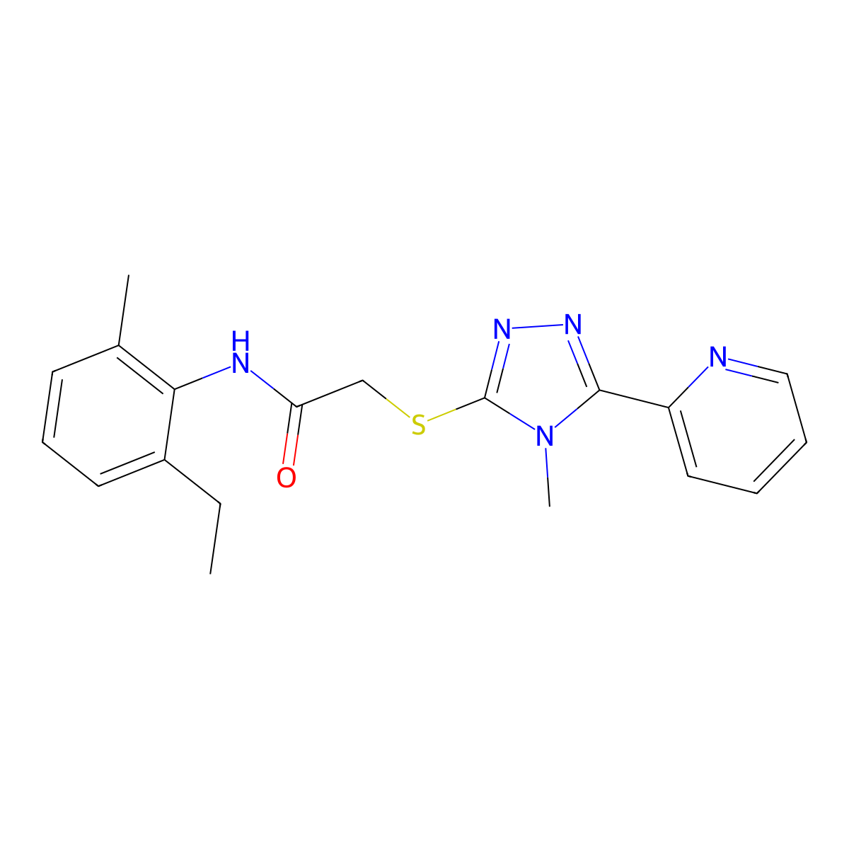 N-(2-ethyl-6-methylphenyl)-2-{[4-methyl-5-(pyridin-2-yl)-4H-1,2,4-triazol-3-yl]sulfanyl}acetamide molecular structure, CAS 760965-09-1