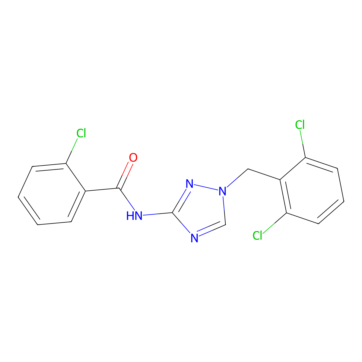 2-chloro-N-[1-[(2,6-dichlorophenyl)methyl]-1,2,4-triazol-3-yl]benzamide molecular structure, CAS 760965-19-3