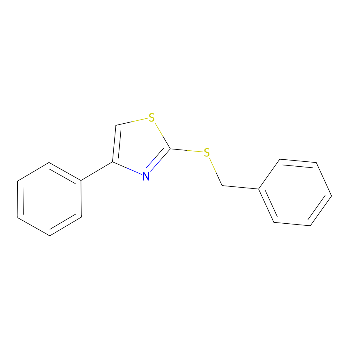 4-phenyl-2-[(phenylmethyl)thio]Thiazole molecular structure, CAS 76098-78-7