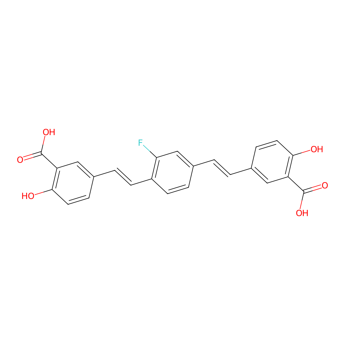 1-Fluoro-2,5-bis[(E)-3-carboxy-4-hydroxystyryl]benzene molecular structure, CAS 760988-03-2