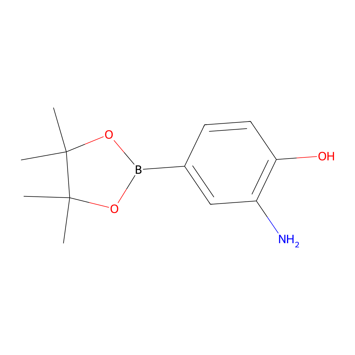 2-Amino-4-(4,4,5,5-tetramethyl-1,3,2-dioxaborolan-2-yl)phenol molecular structure, CAS 760990-10-1