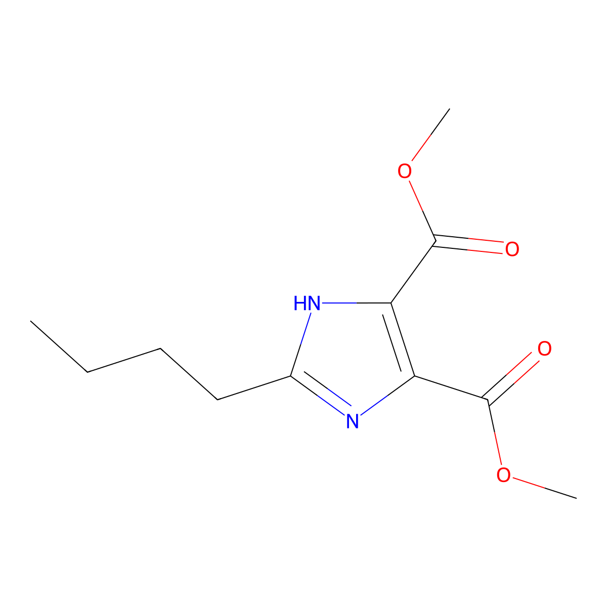Dimethyl 2-butyl-1H-imidazole-4,5-dicarboxylate molecular structure, CAS 76100-28-2