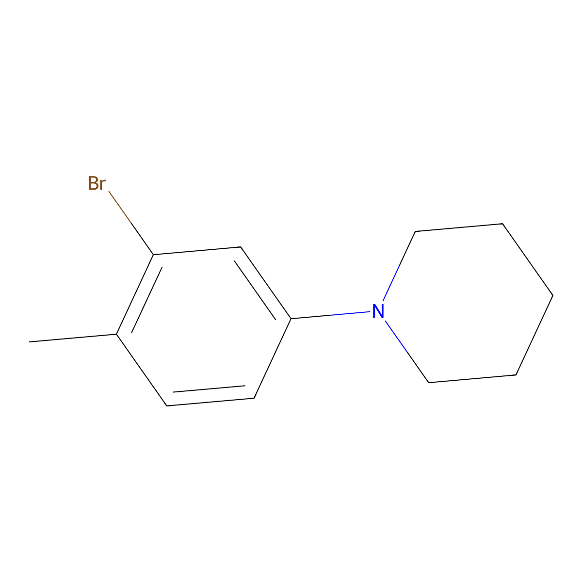 1-(3-Bromo-4-methylphenyl)piperidine molecular structure, CAS 761001-65-4