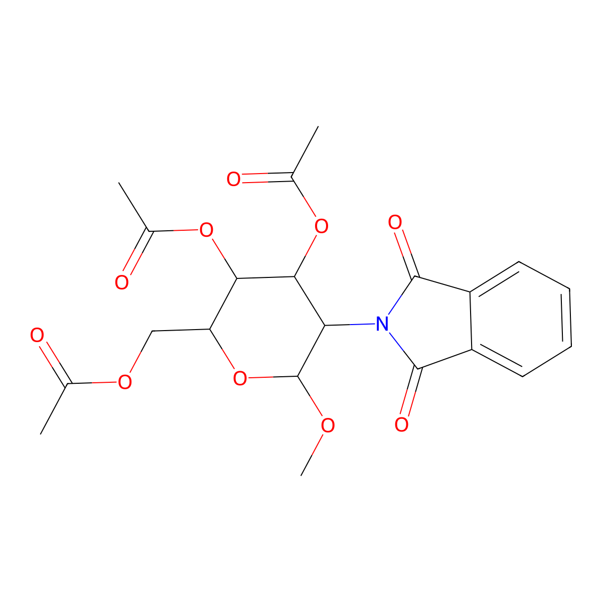 Methyl 3,4,6-tri-O-acetyl-2-deoxy-2-phthalimido-beta-D-glucopyranoside molecular structure, CAS 76101-13-8
