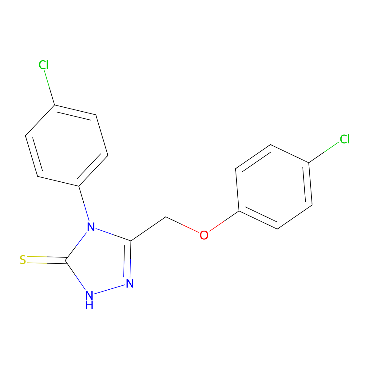 5-(4-chlorophenoxymethyl)-4-(4-chlorophenyl)-4H-1,2,4-triazole-3-thiol molecular structure, CAS 76111-24-5