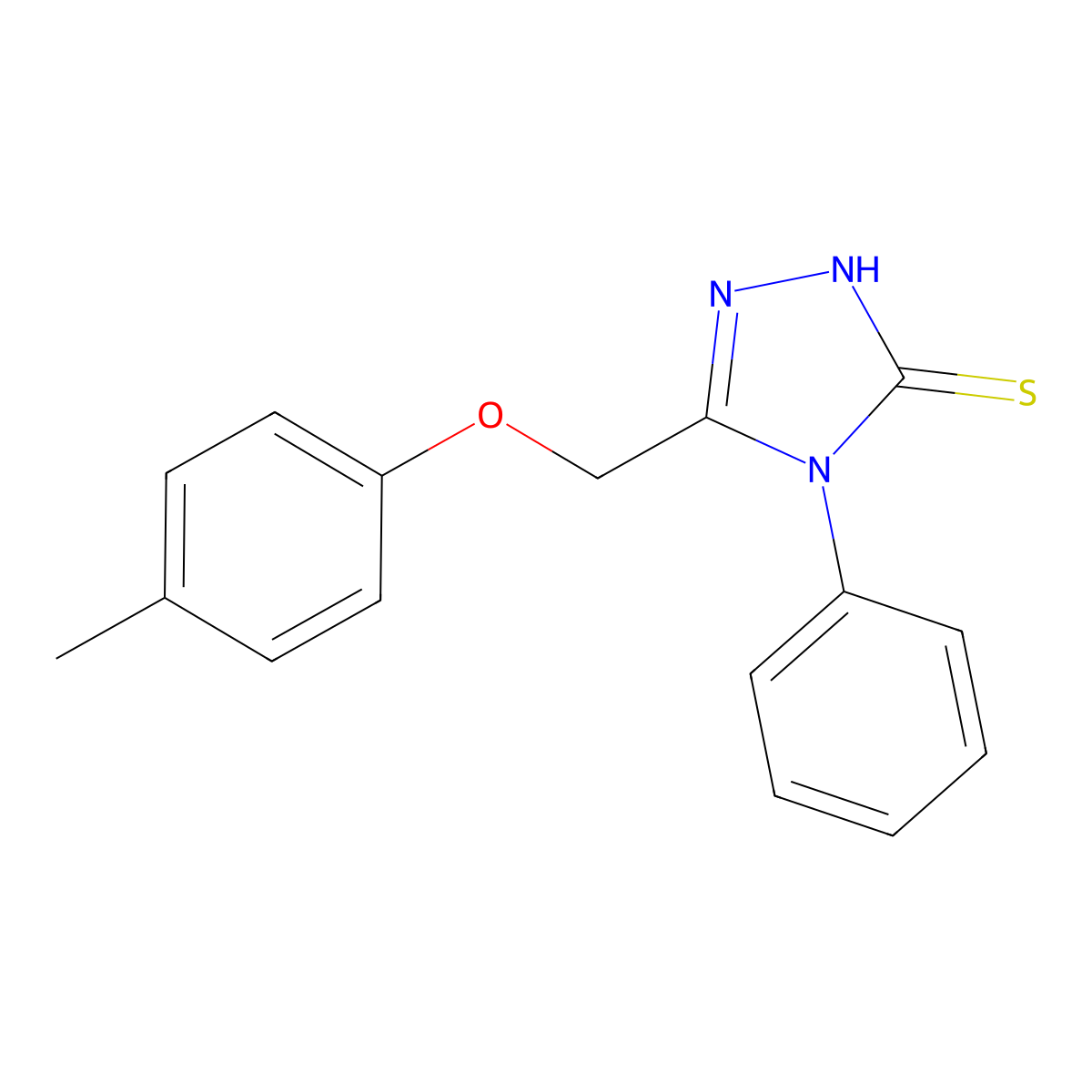 3-[(4-methylphenoxy)methyl]-4-phenyl-1H-1,2,4-triazole-5-thione molecular structure, CAS 76111-27-8