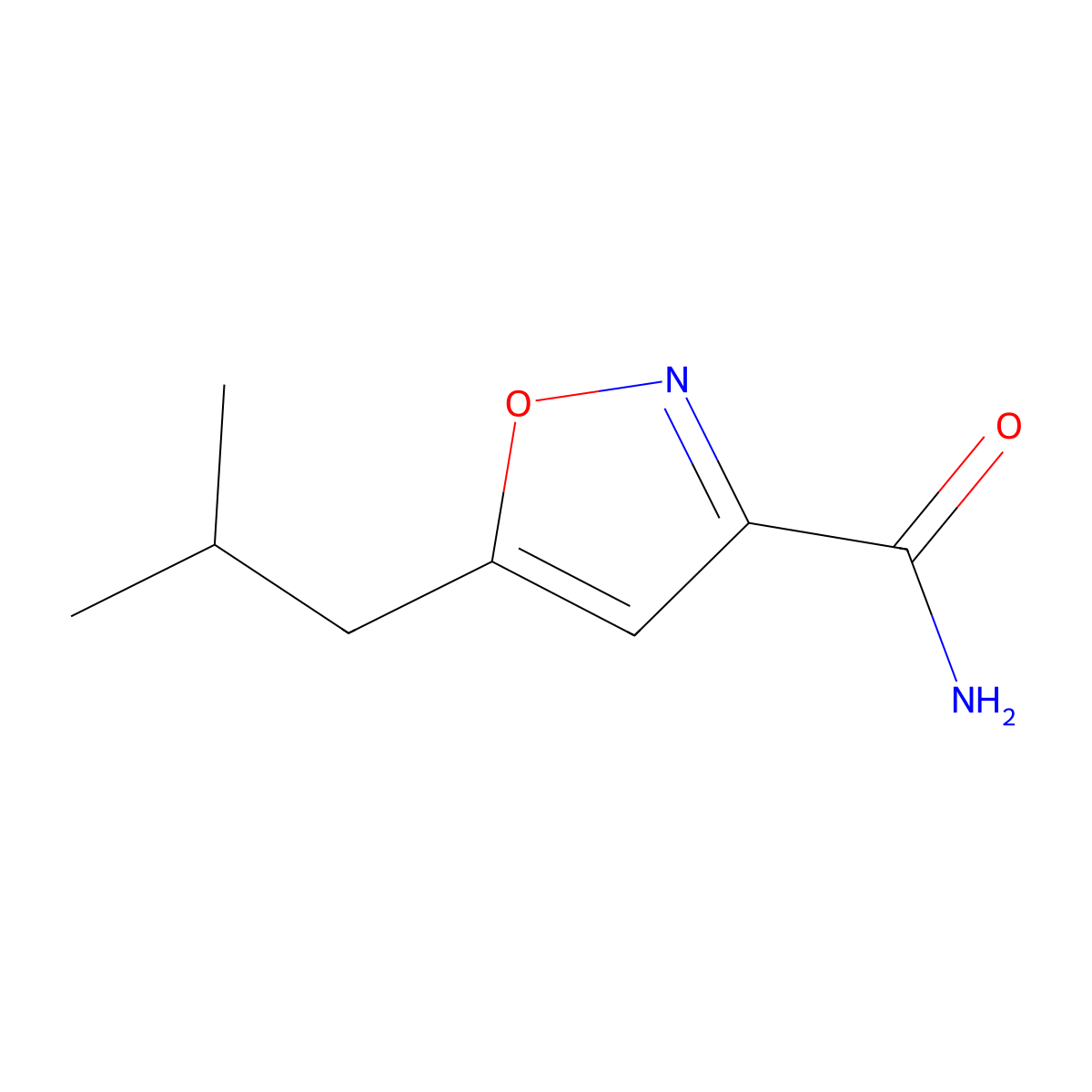 5-Isobutylisoxazole-3-carboxamide molecular structure, CAS 76112-72-6
