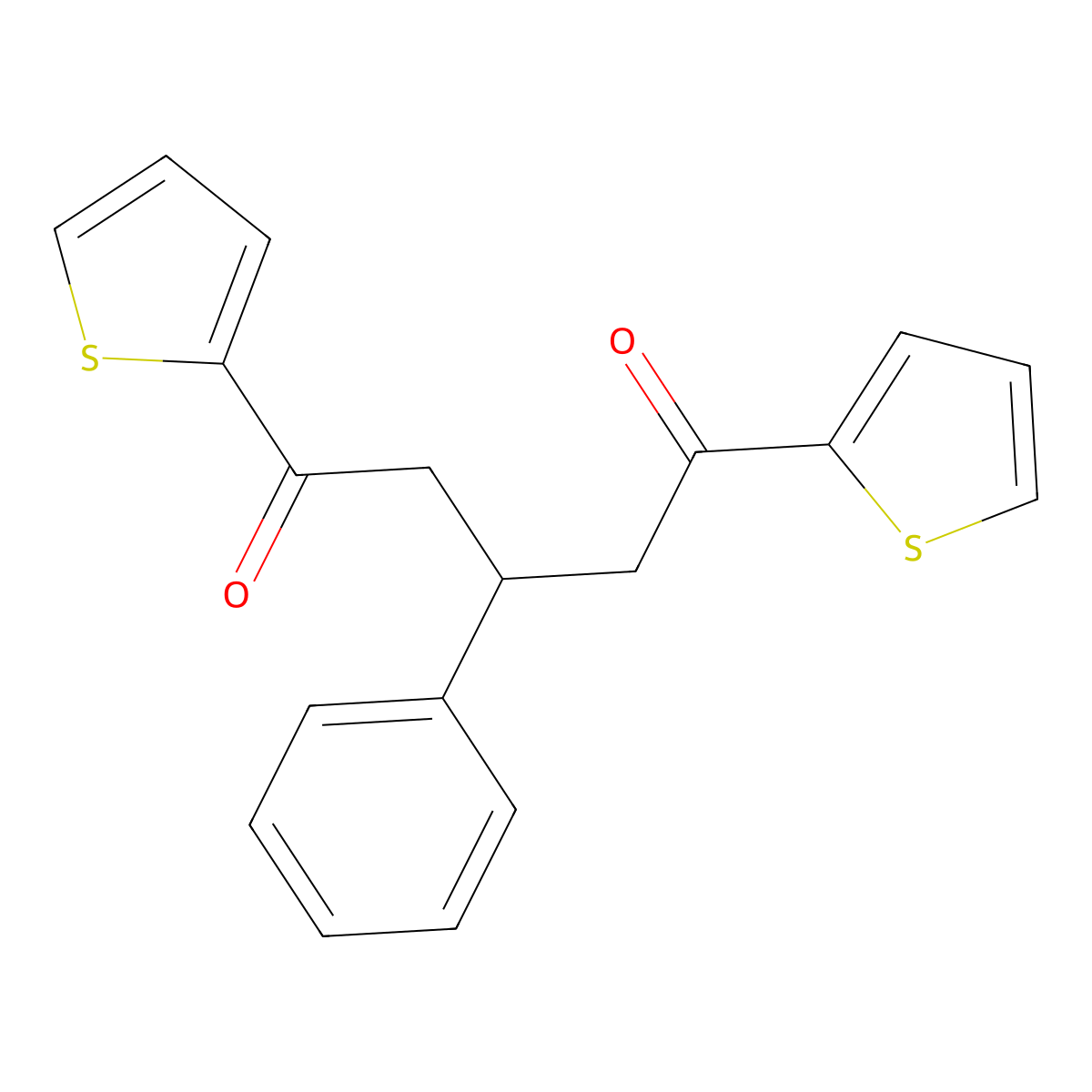 3-Phenyl-1,5-bis(thiophen-2-yl)pentane-1,5-dione molecular structure, CAS 76115-65-6