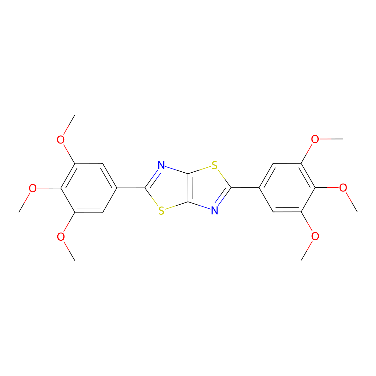 2,5-Bis(3,4,5-trimethoxyphenyl)thiazolo[5,4-d]thiazole molecular structure, CAS 76125-89-8