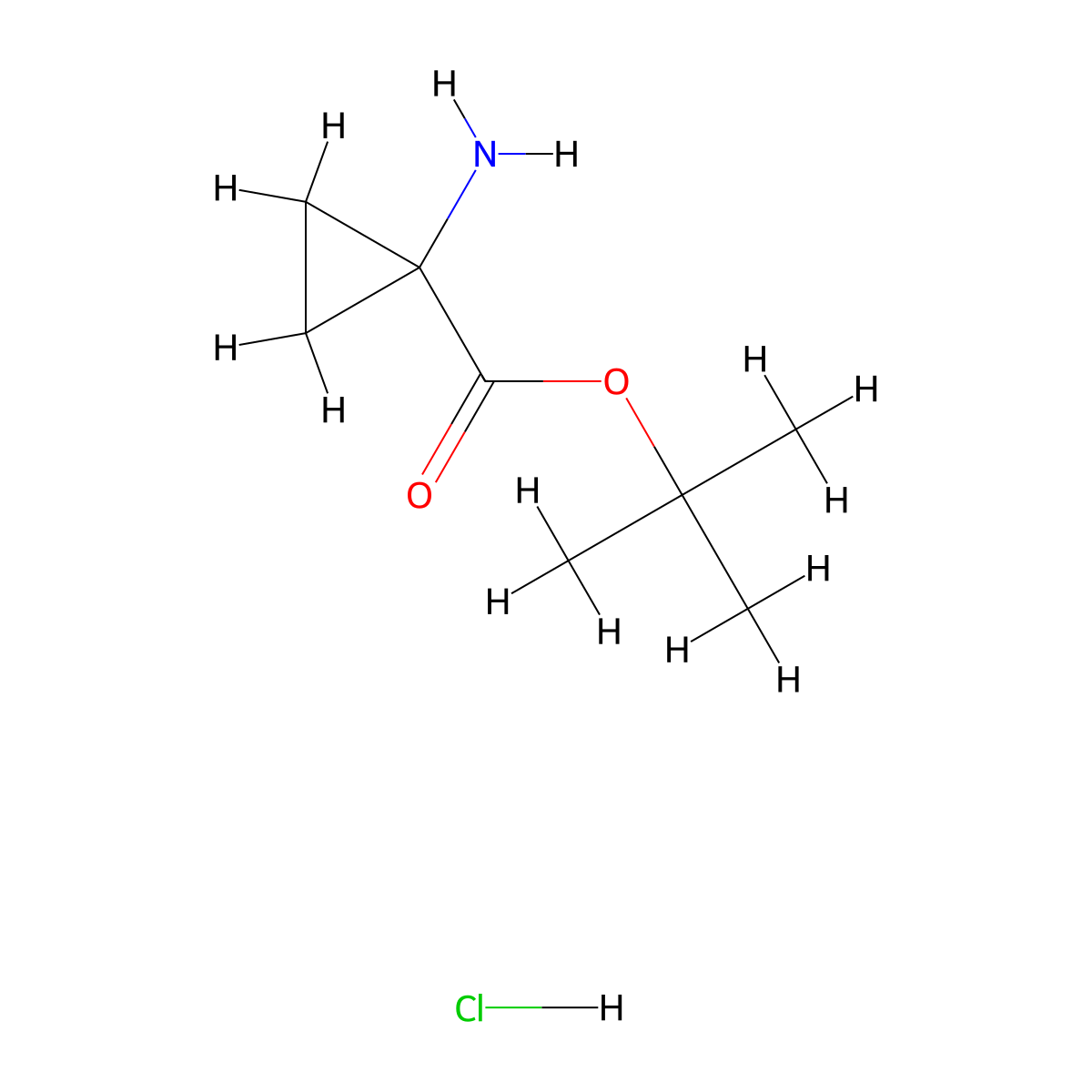 Tert-butyl 1-aminocyclopropane-1-carboxylate hydrochloride molecular structure, CAS 76126-47-1