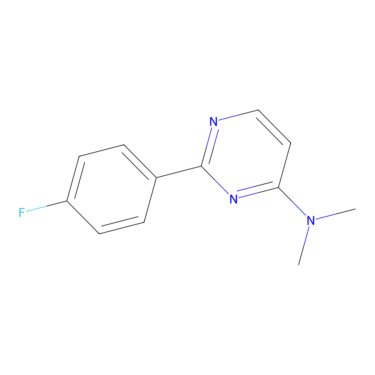 4-Dimethylamino-2-(4-fluorophenyl)pyrimidine molecular structure, CAS 76128-76-2