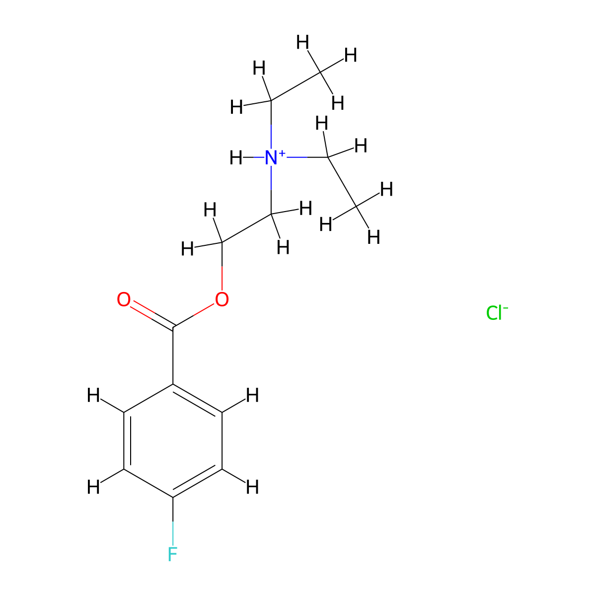 Benzoic acid, 4-fluoro-, 2-(diethylamino)ethyl ester, hydrochloride (1:1) molecular structure, CAS 7613-23-2