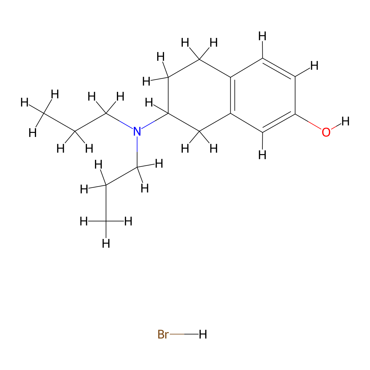 (A+-)-7-Hydroxy-2-(di-n-propylamino)tetralin hydrobromide molecular structure, CAS 76135-30-3