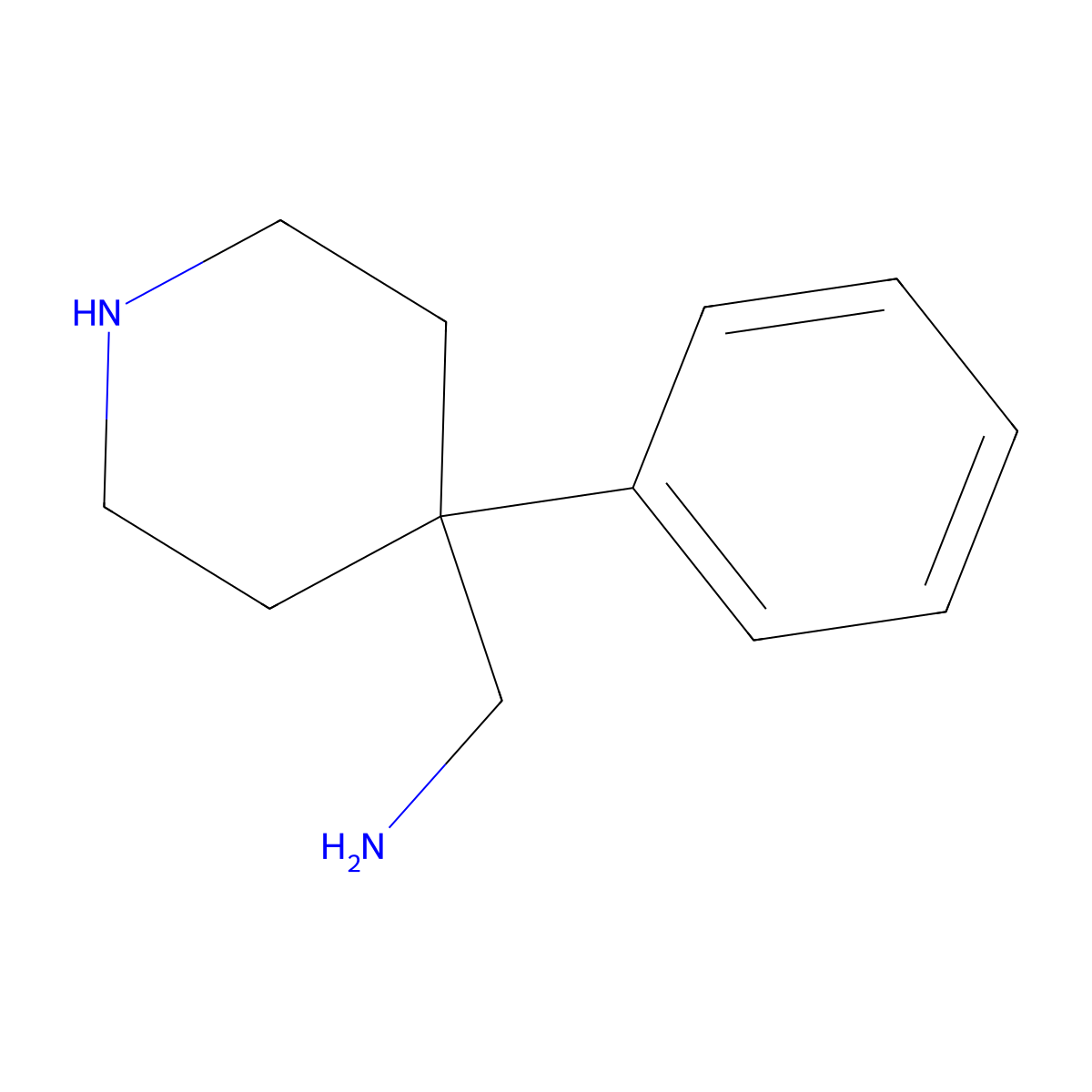 (4-Phenylpiperidin-4-yl)methanamine molecular structure, CAS 761355-17-3