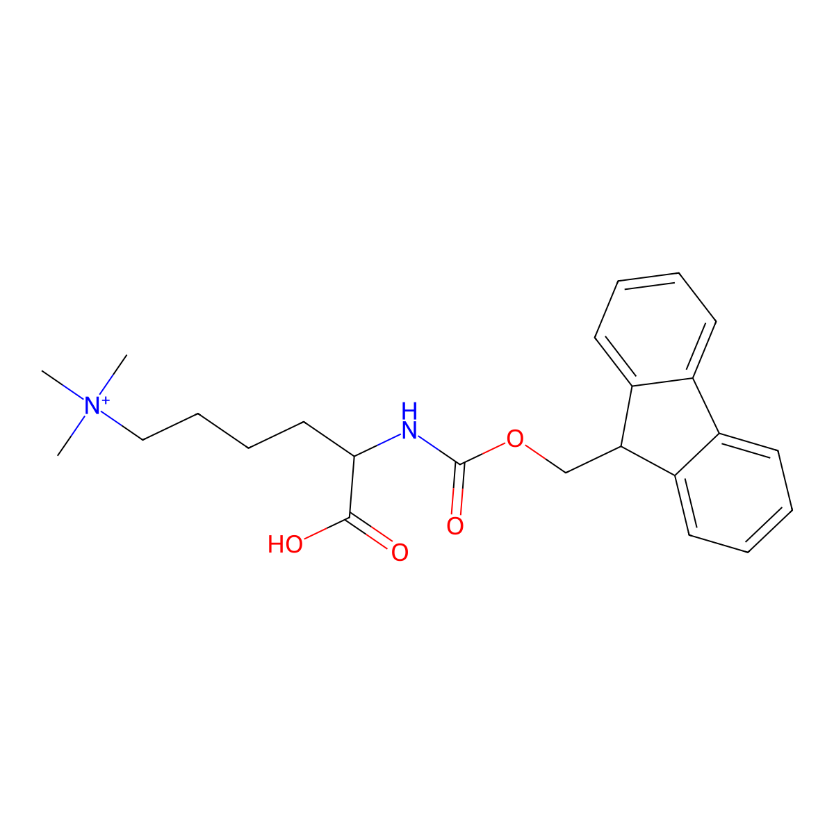 [(5S)-5-carboxy-5-(9H-fluoren-9-ylmethoxycarbonylamino)pentyl]-trimethyl-ammonium molecular structure, CAS 761383-10-2