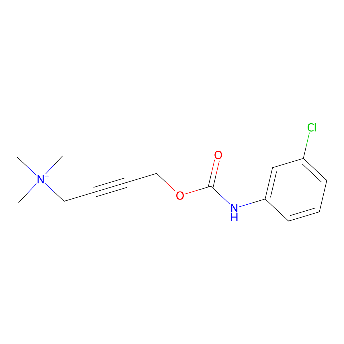 (4-(m-Chlorophenylcarbamoyloxy)-2-butynyl)trimethylammonium molecular structure, CAS 7614-29-1