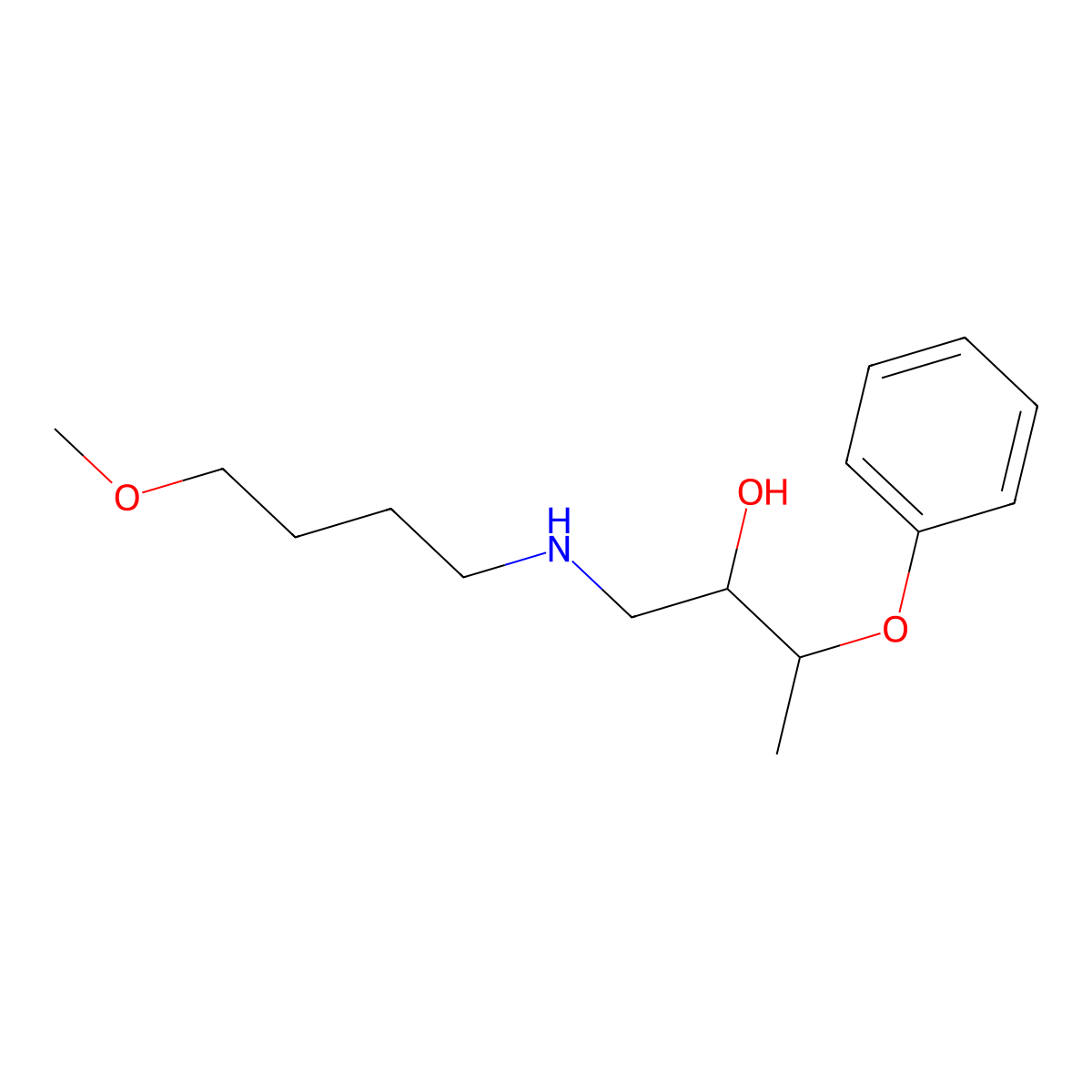 2-Butanol, 1-(4-methoxybutyl)amino-3-phenoxy- molecular structure, CAS 7614-42-8