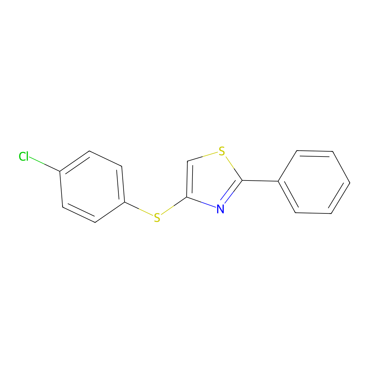 4-[(4-chlorophenyl)thio]-2-phenylThiazole molecular structure, CAS 76140-55-1