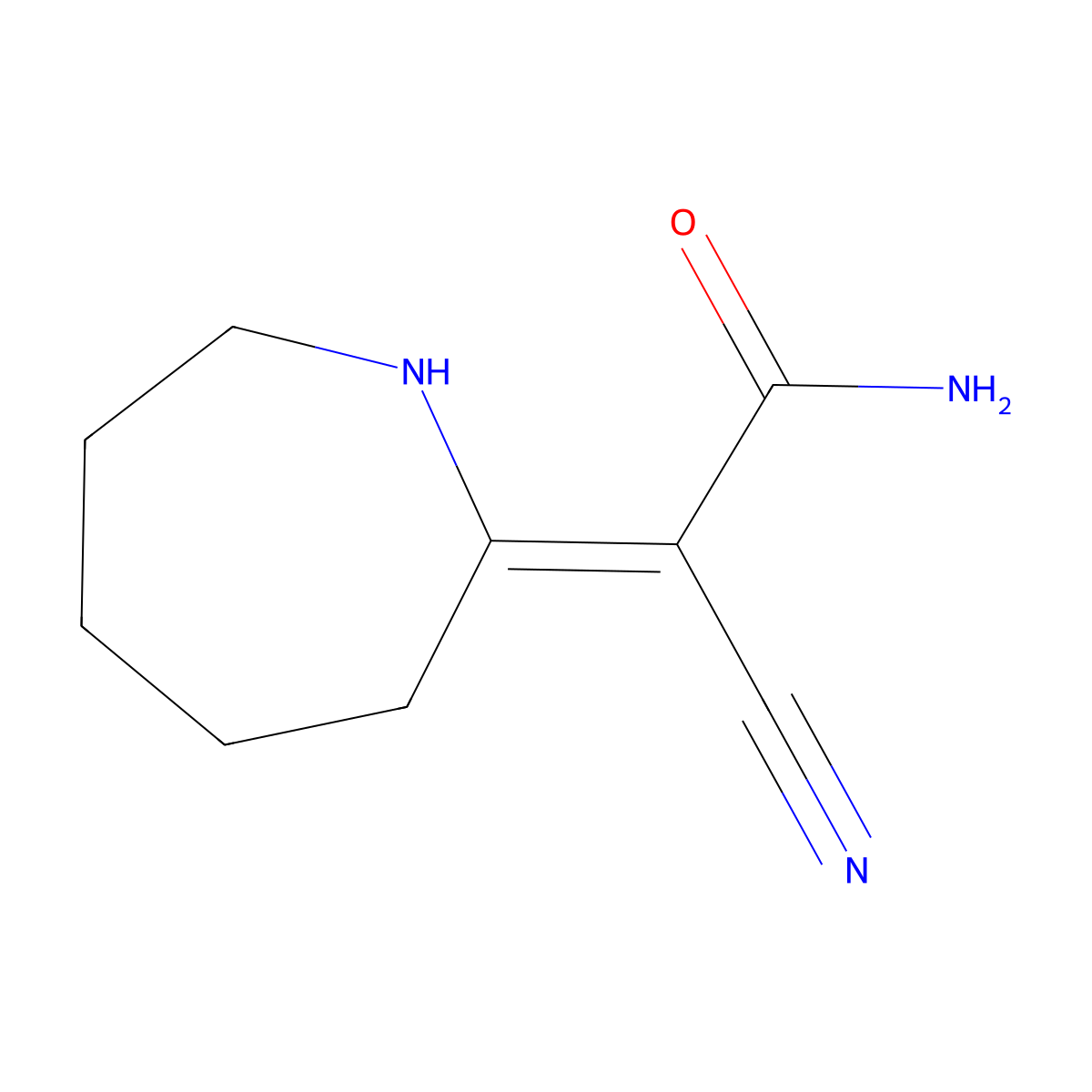 2-[(2Z)-azepan-2-ylidene]-2-cyanoacetamide molecular structure, CAS 76140-88-0