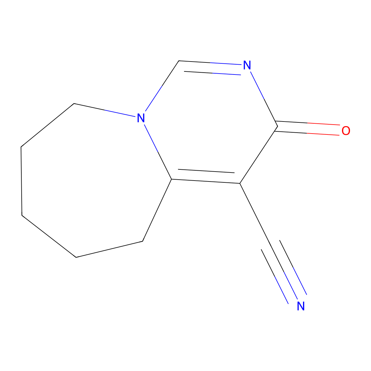 3,5,6,7,8,9-Hexahydro-3-oxopyrimido(1,6-a)azepine-4-carbonitrile molecular structure, CAS 76140-89-1
