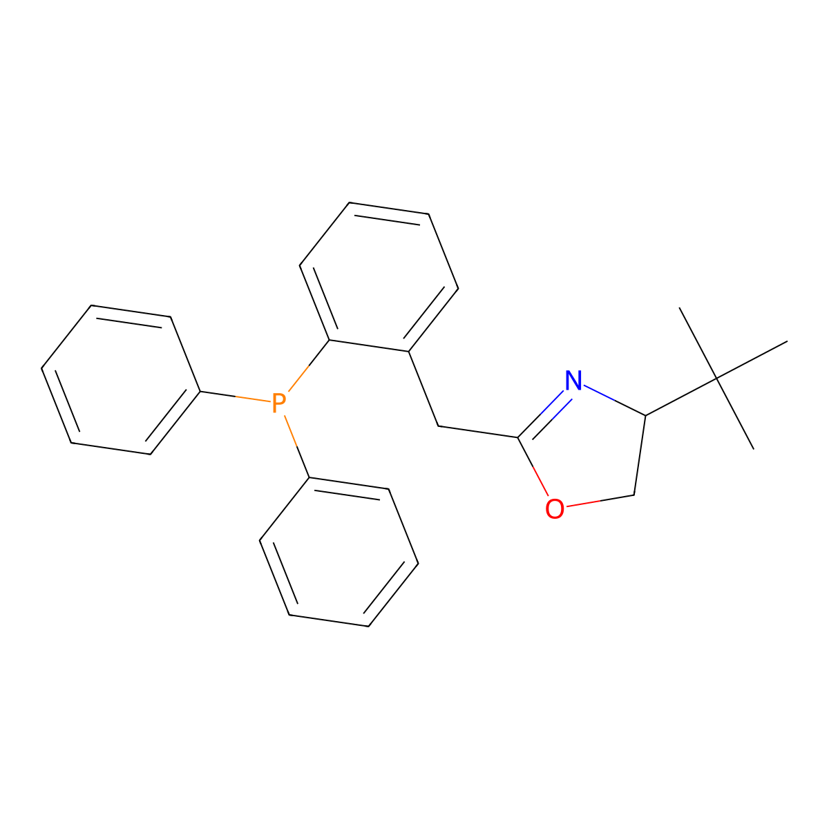(S)-4-(tert-Butyl)-2-(2-(diphenylphosphino)benzyl)-4,5-dihydrooxazole molecular structure, CAS 761402-26-0