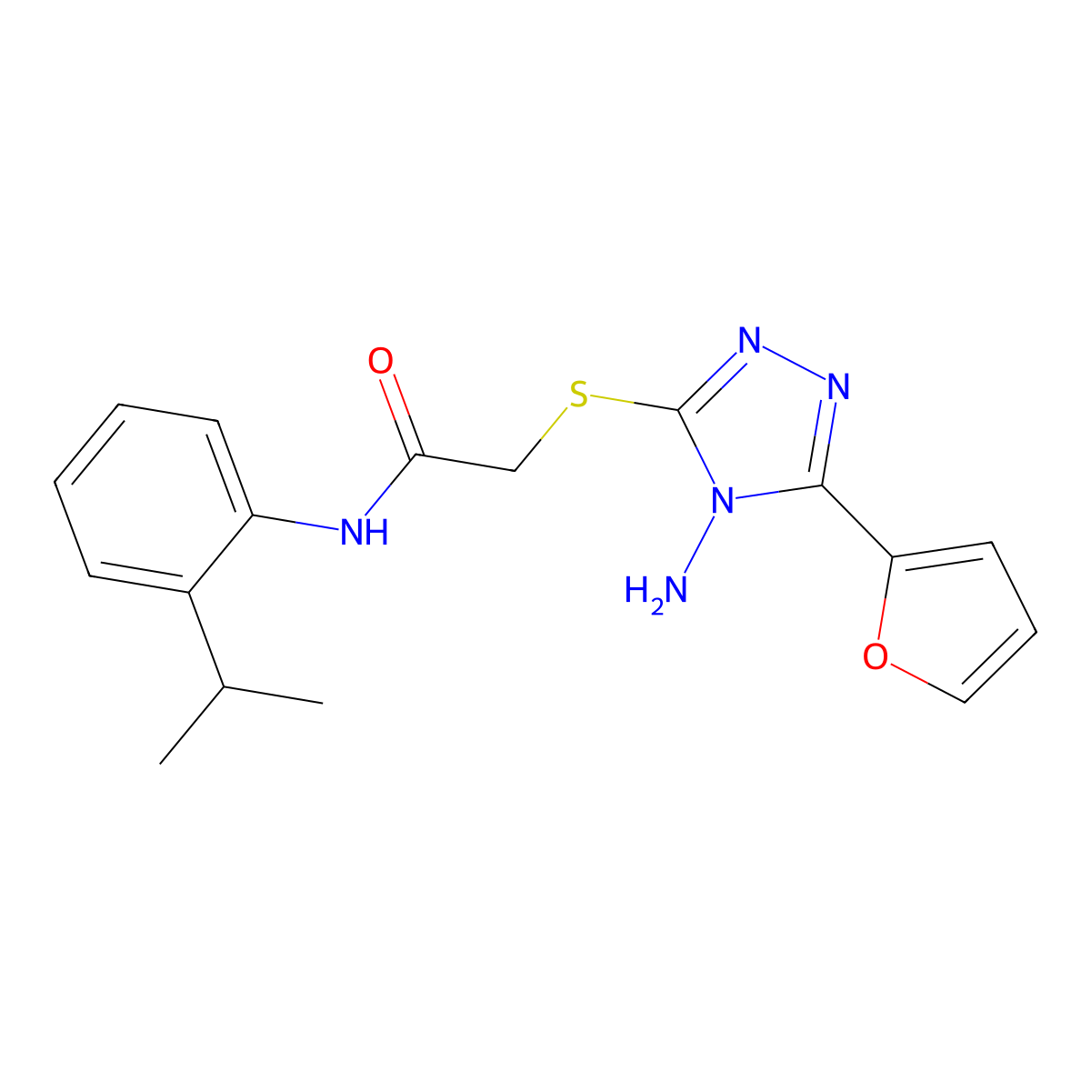 2-(4-amino-5-(2-furyl)(1,2,4-triazol-3-ylthio))-N-[2-(methylethyl)phenyl]aceta mide molecular structure, CAS 761403-36-5
